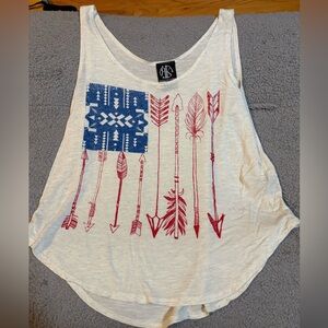 Cream Tank Top with Red and Blue Arrow American Flag